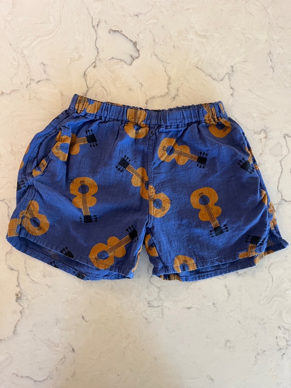Bobo Choses Blue Shorts with Guitar Print